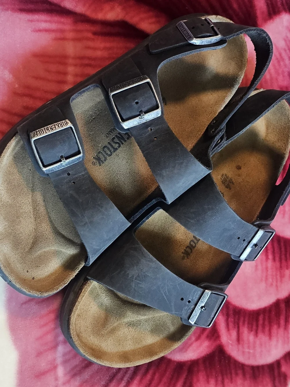 Birkenstock Men’s Black Leather Milano Rugged Crosstown Three-Strap Sandals